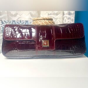 Kate Spade New York Croc Embossed Leather Patent Cluth 13.5 L x 6.5 H